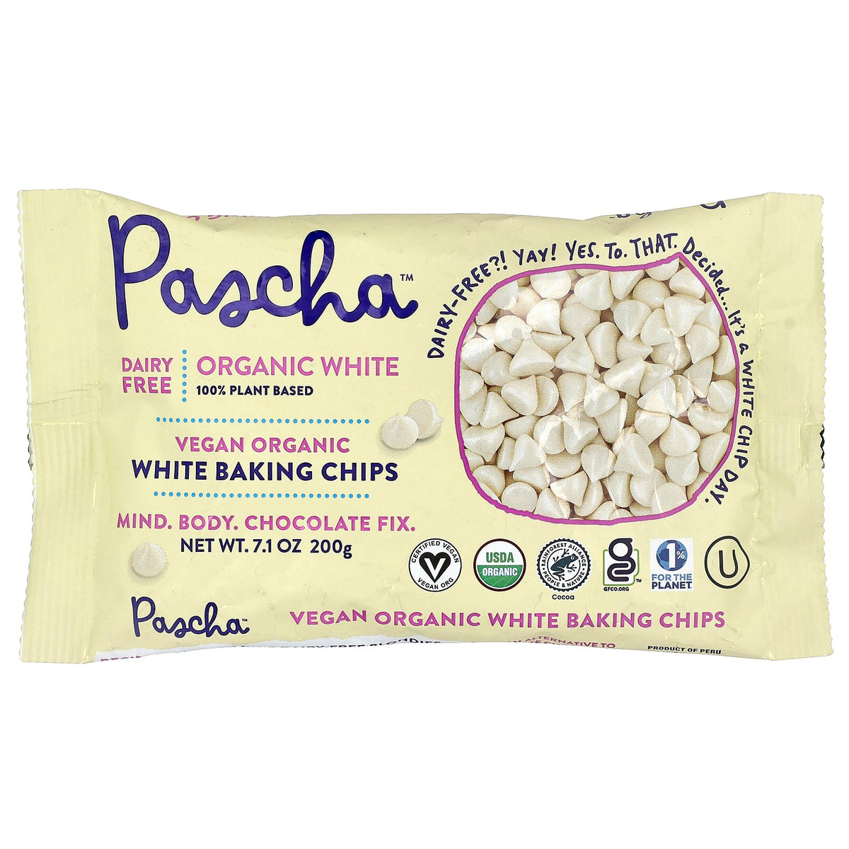 Pascha, Organic Vegan White Baking Chips, 7.1 oz (200 g)