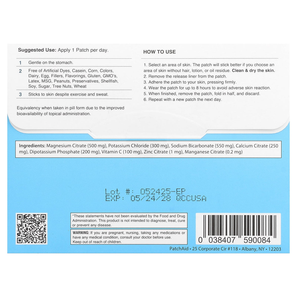 PatchAid, Electrolyte Hydration Patch, 30 Patches