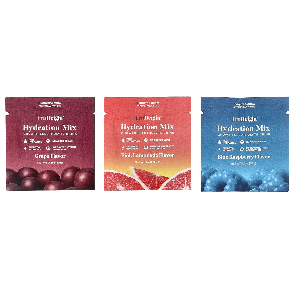 TruHeight, Hydration Mix, For Kids, Teens & Adults, Variety Pack, 15 Packets, 0.2 oz (5.7 g) Each