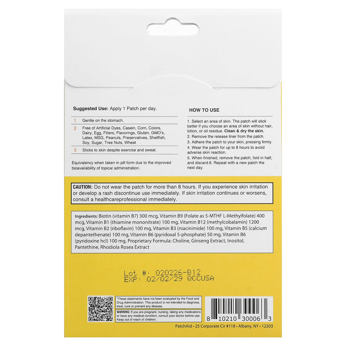 PatchAid, B-Complex Plus Patch, 30 Patches