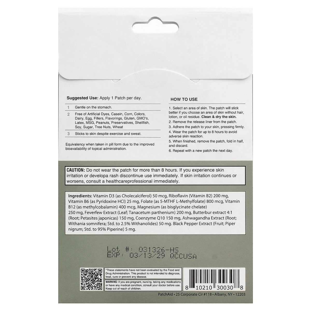 PatchAid, Headache Support Patch, 30 Patches