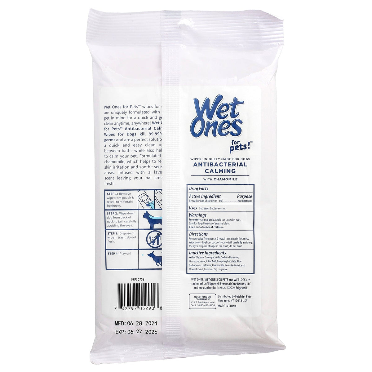 Wet Ones, For Pets™ Antibacterial Calming Wipes, For Dogs, Lavender, 30 Wipes