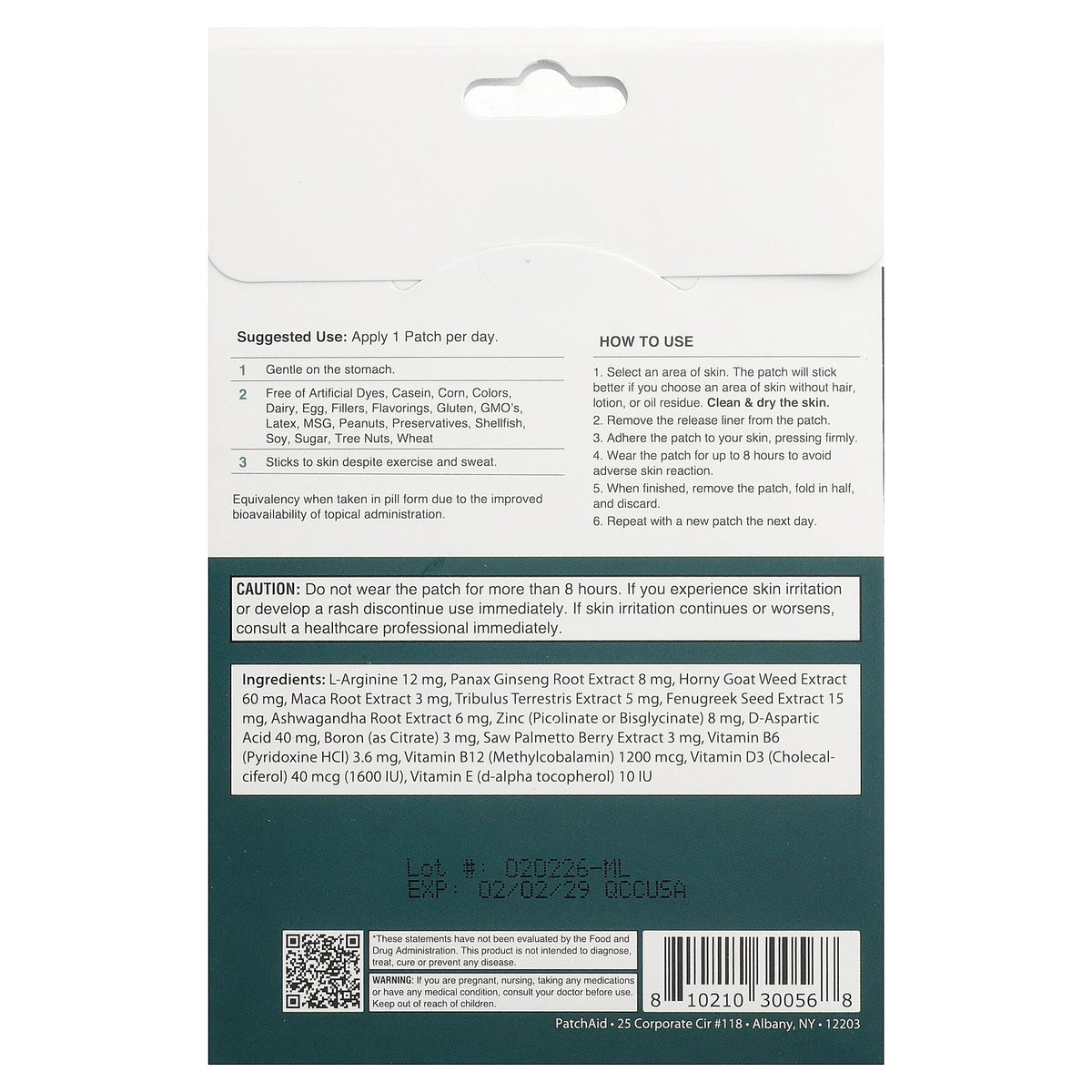 PatchAid, Ignite Him Male Libido Patch, 30 Patches