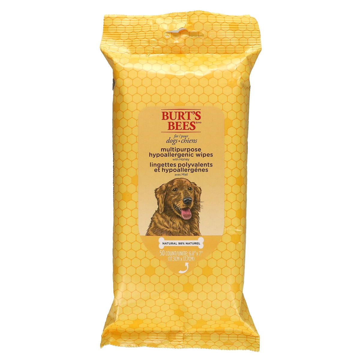 Burt's Bees, Multi-Purpose Hypoallergenic Wipes with Honey, For Dogs, 50 Count