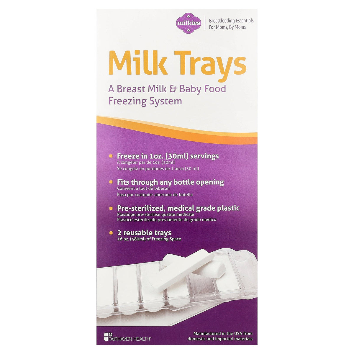 Fairhaven Health, Milkies, Milk Trays, 2 Reusable Trays