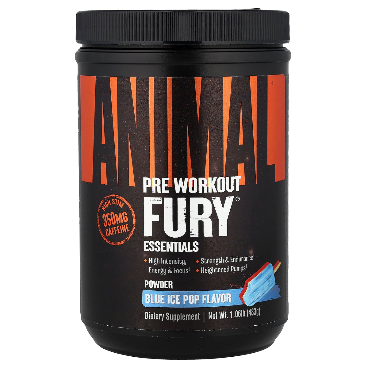 Animal, Fury® Essentials, Pre Workout, Blue Ice Pop, 1.06 lbs (483 g)