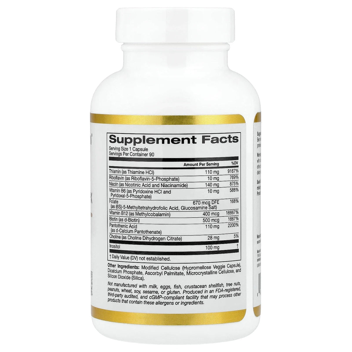 California Gold Nutrition, High Potency Vitamin B Complex with Methyl Folate & Methyl B12, 90 Veggie Capsules