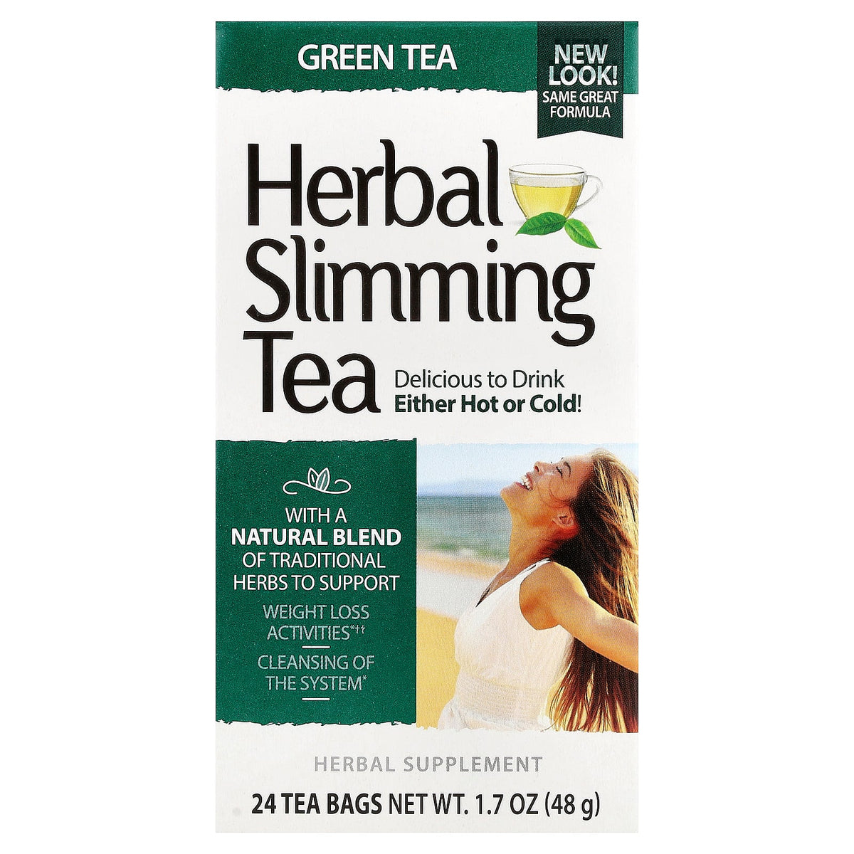 21st Century, Herbal Slimming Tea, Green Tea, 24 Tea Bags, 1.7 oz (48 g)