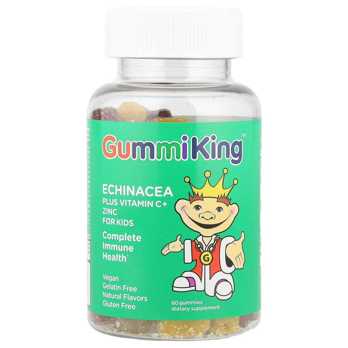 GummiKing, Echinacea Plus Vitamin C+ Zinc for Kids, Strawberry, Orange, Lemon, Grape, Cherry and Grapefruit, 60 Gummies