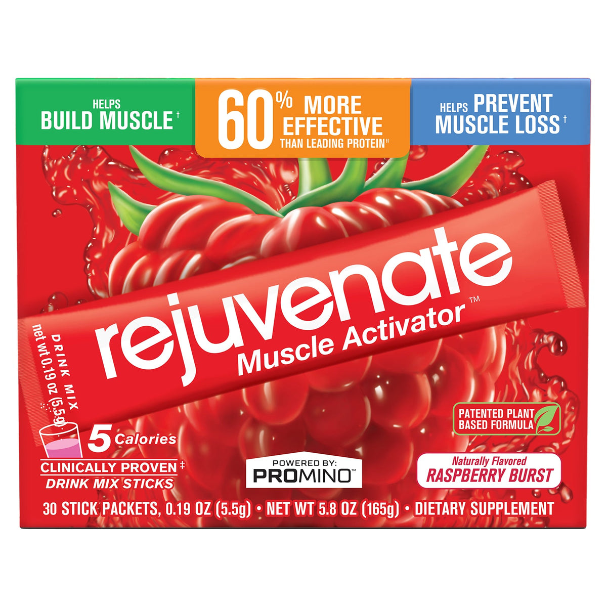Rejuvenate Muscle Activator™, Drink Mix, Raspberry Burst, 30 Stick Packets, 0.19 oz (5.5 g) Each