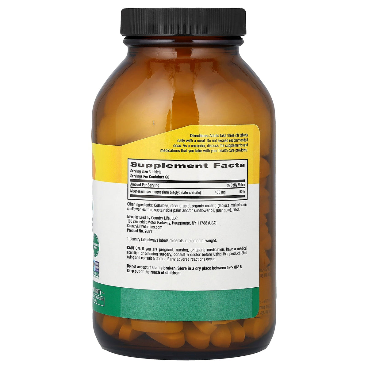 Country Life, Chelated Magnesium Glycinate, 180 Tablets (133 mg per Tablet)