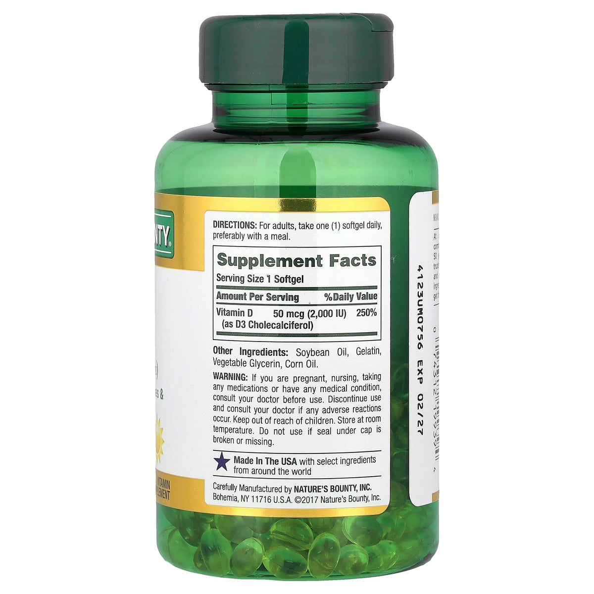 Nature's Bounty, D3, 50 mcg (2,000 IU), 240 Rapid Release Softgels
