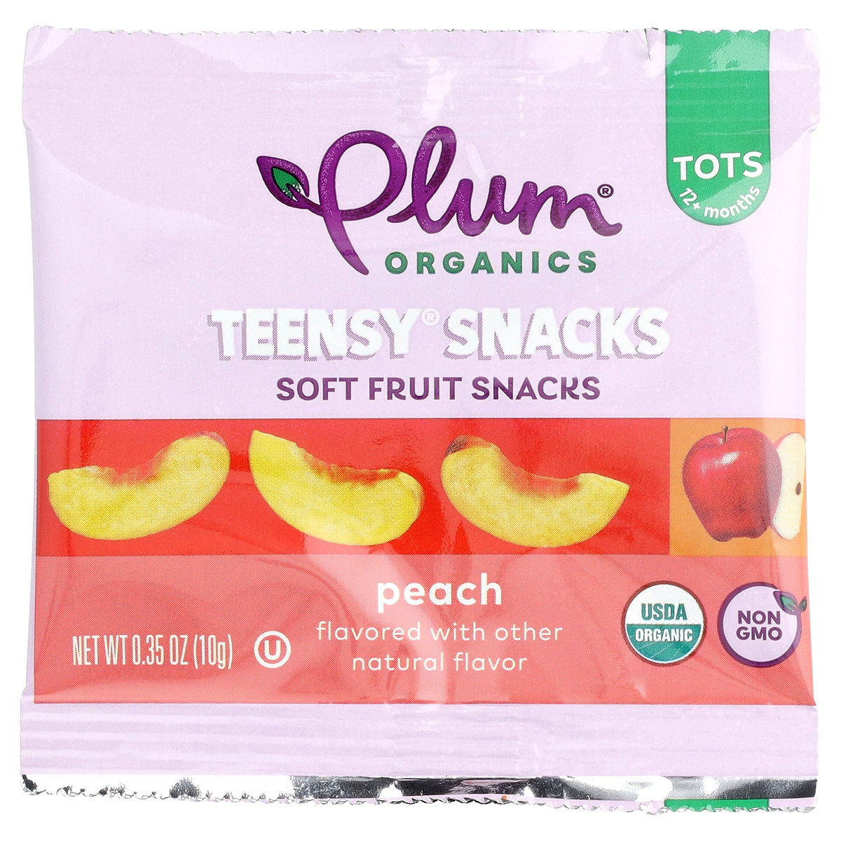 Plum Organics, Teensy® Soft Fruits Snacks, 12+ Months, Peach, 5 Packs, 0.35 oz (10 g) Each