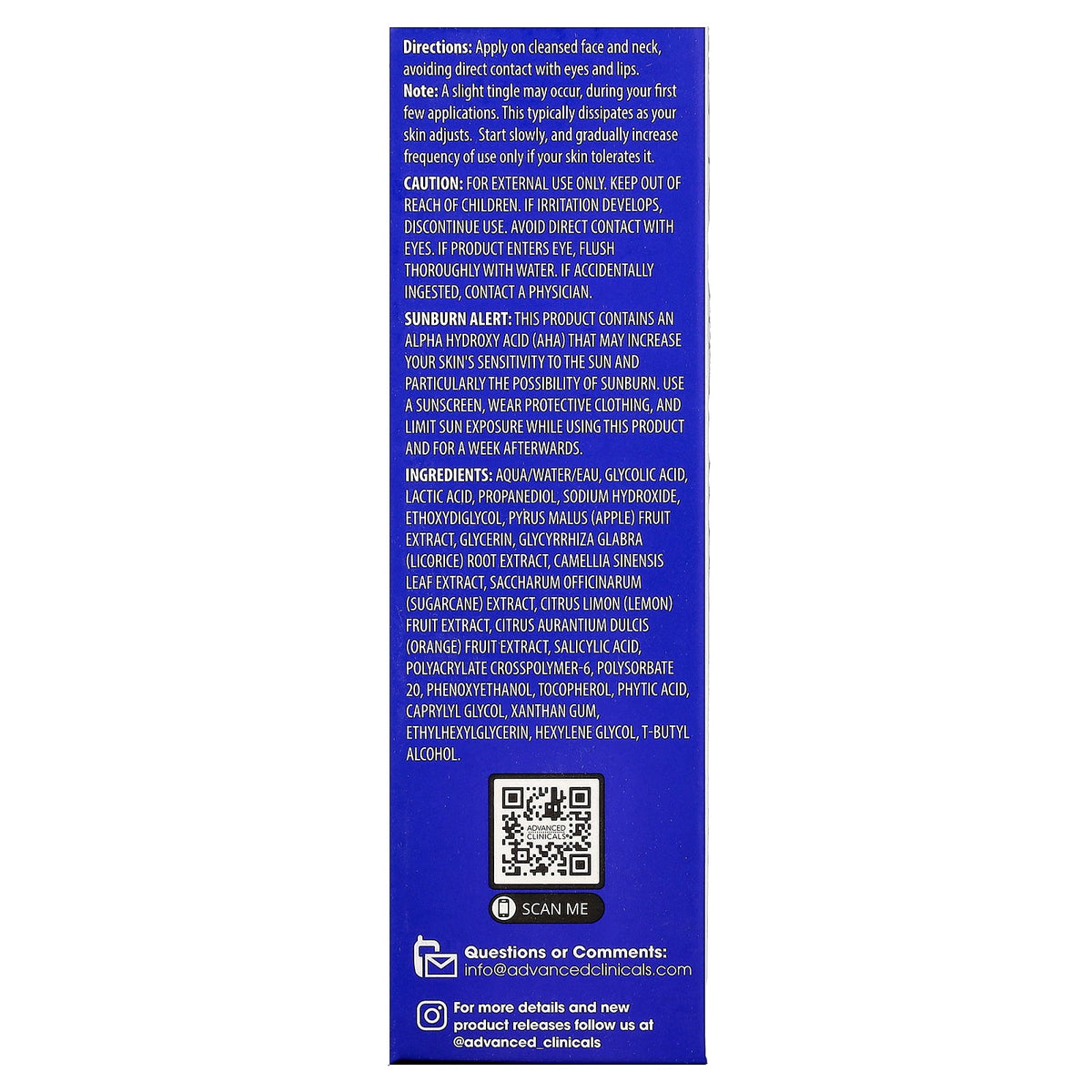 Advanced Clinicals, 10% Glycolic + Lactic Acid Serum , 1.75 fl oz (52 ml)