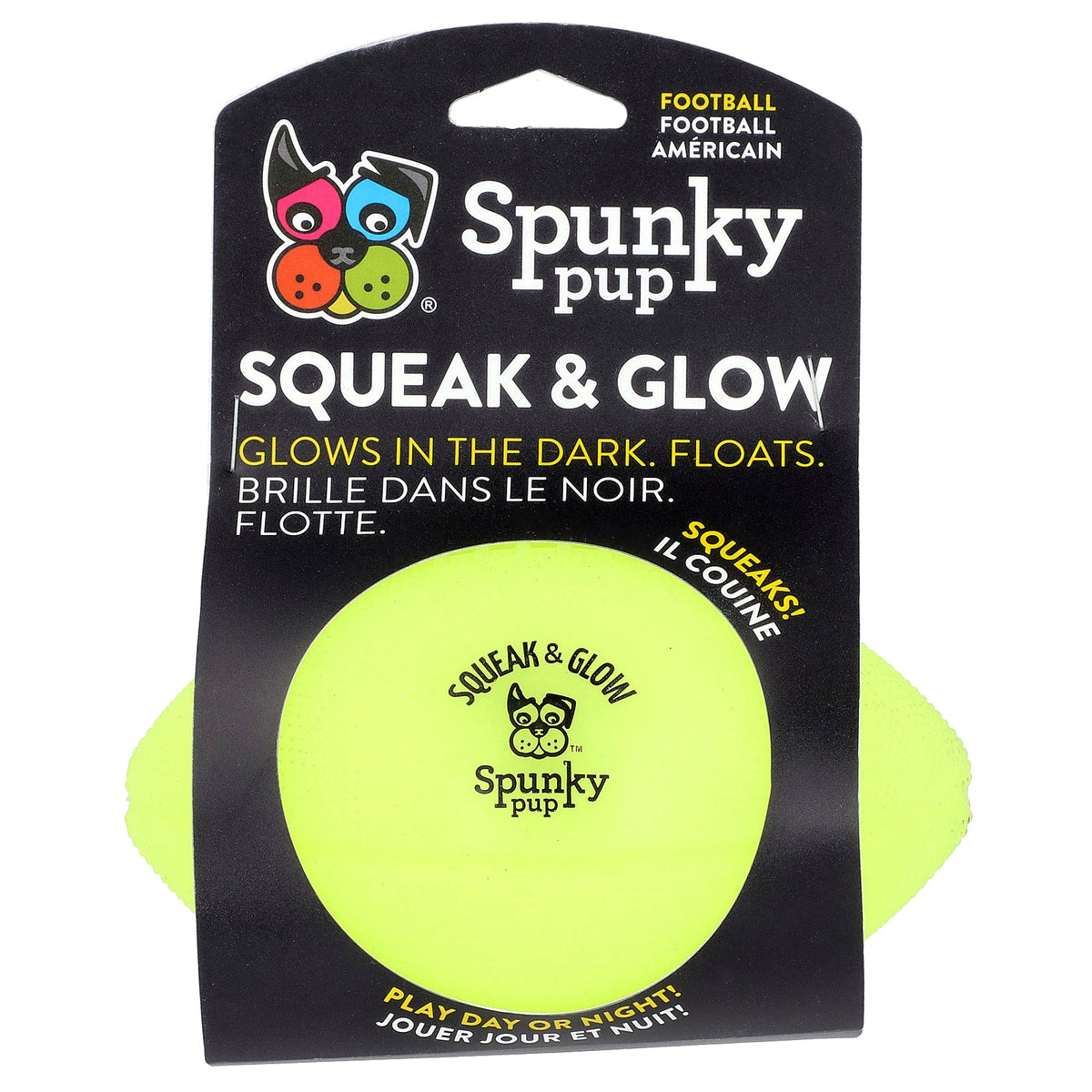 Spunky Pup, Squeak & Glow Football, 1 Toy