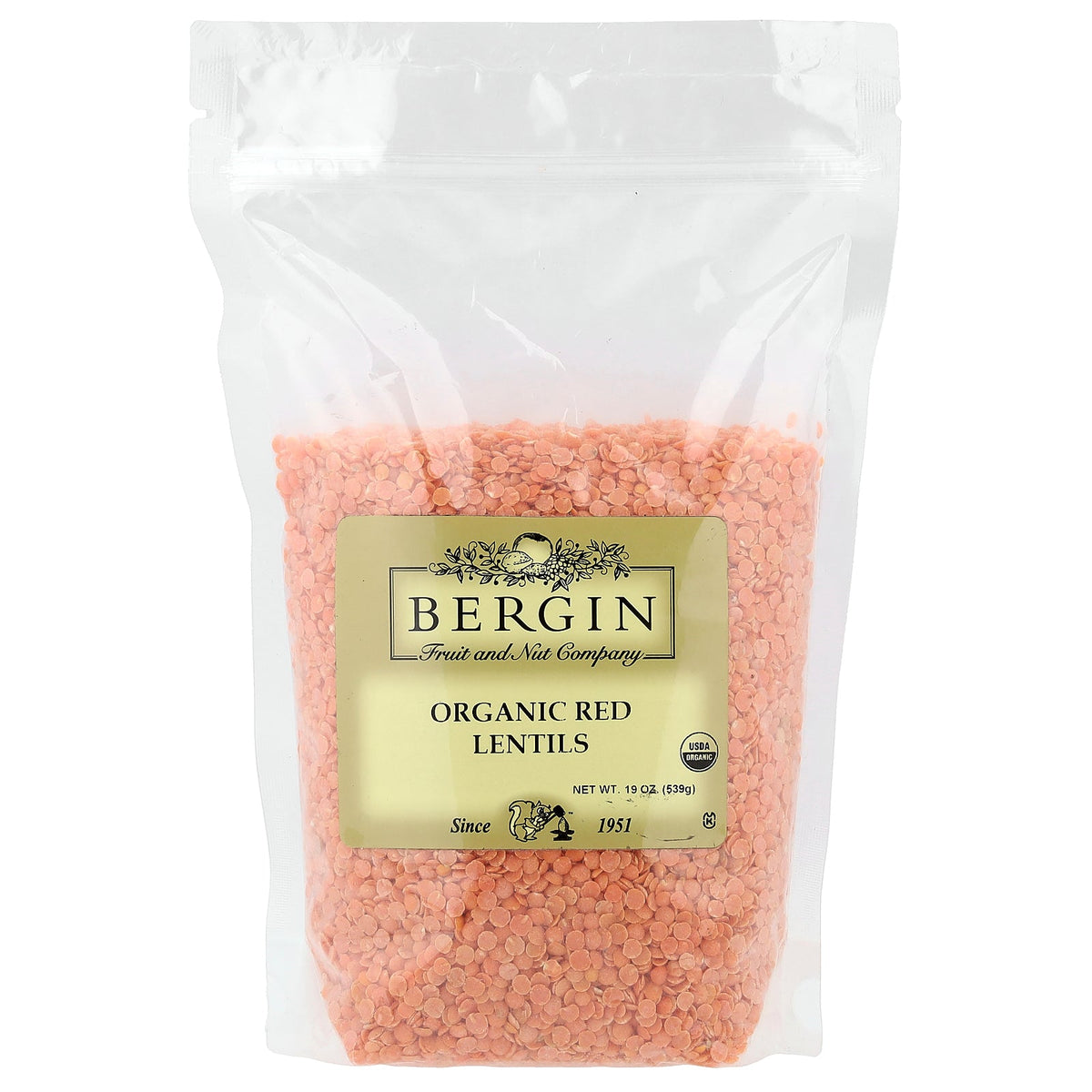 Bergin Fruit and Nut Company, Organic Red Lentils, 19 oz (539 g)