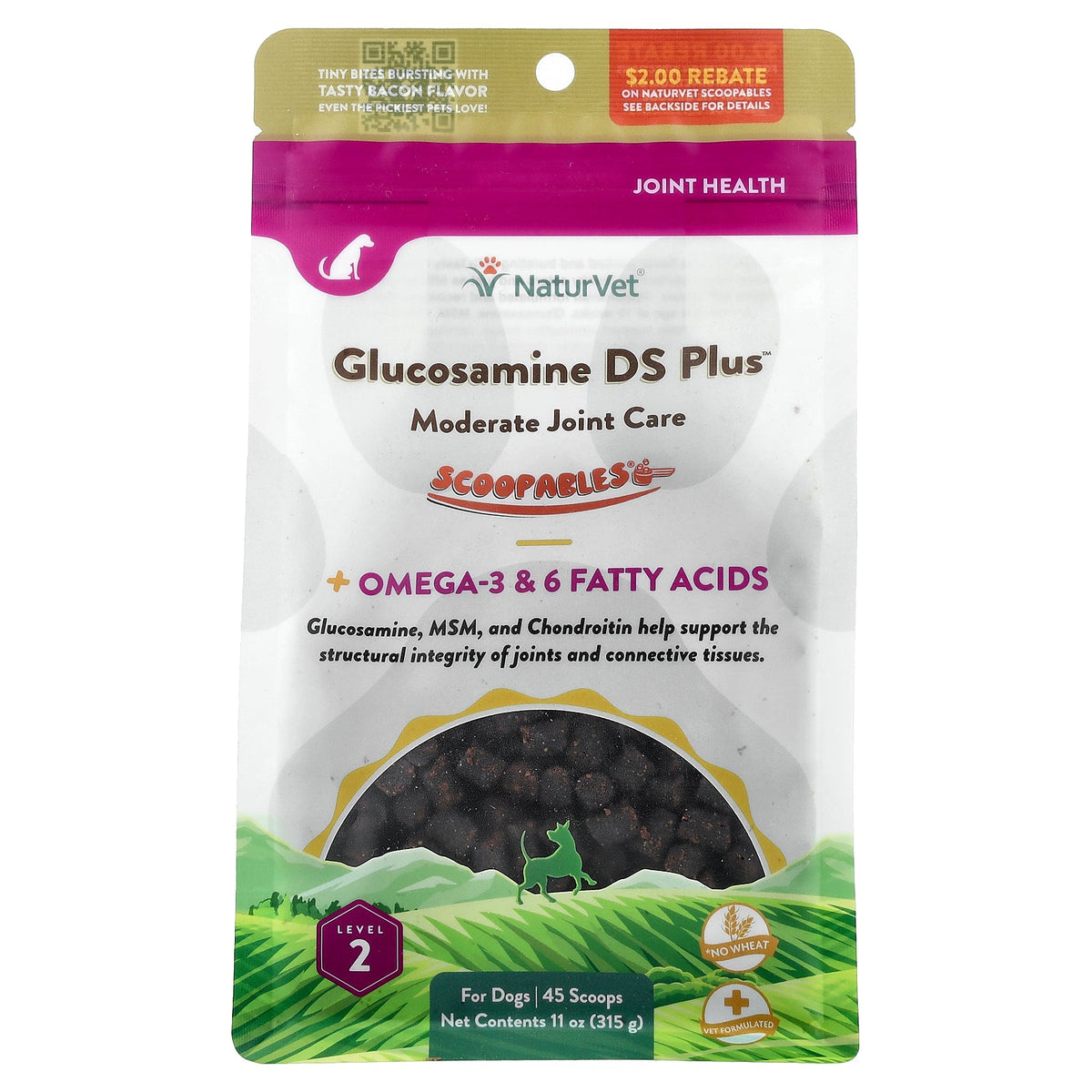 NaturVet, Scoopables, Glucosamine DS Plus™, Moderate Joint Care, For Dogs, Bacon, 11 oz (315 g)