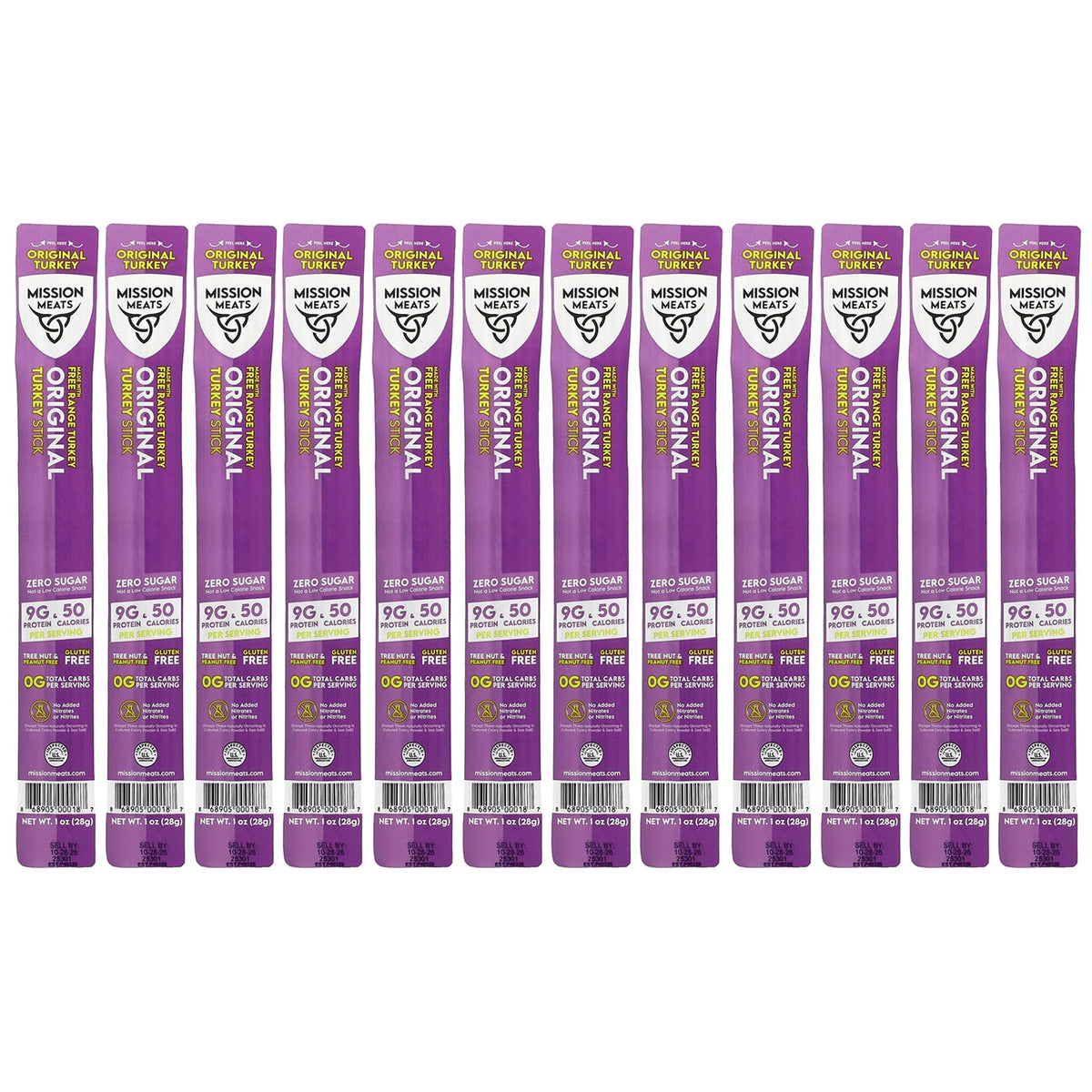 Mission Meats, Original Turkey Stick, 12 Sticks, 1 oz (28 g) Each