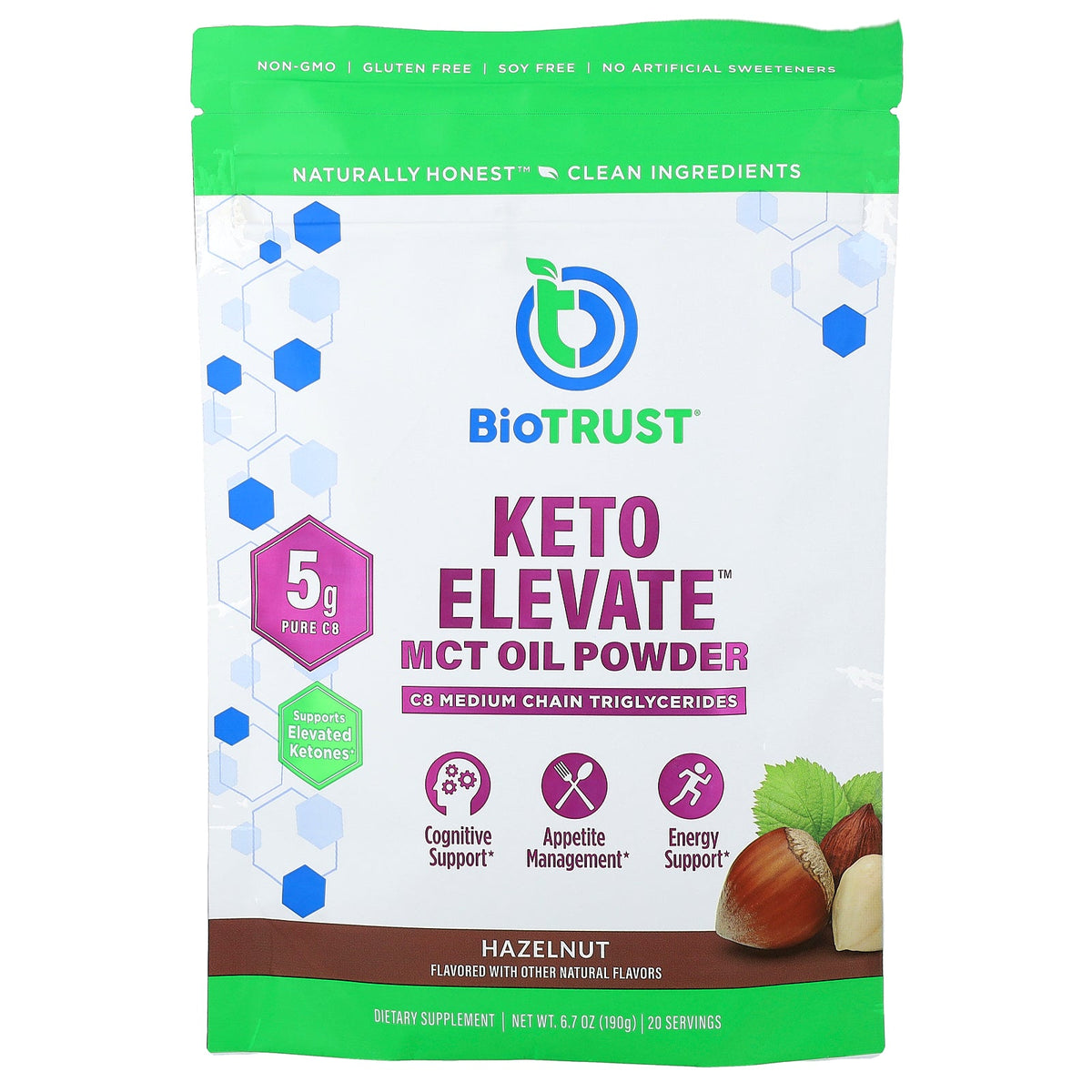 BioTRUST, Keto Elevate™, MCT Oil Powder, Hazelnut, 6.7 oz (190 g)