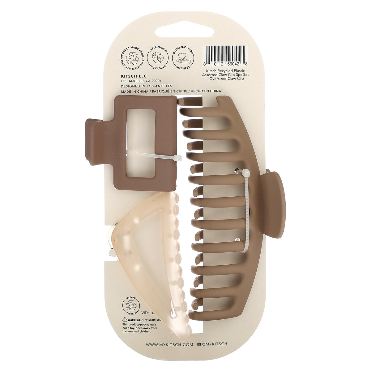 Kitsch, Assorted Oversized Claw Clip, 3 Clips