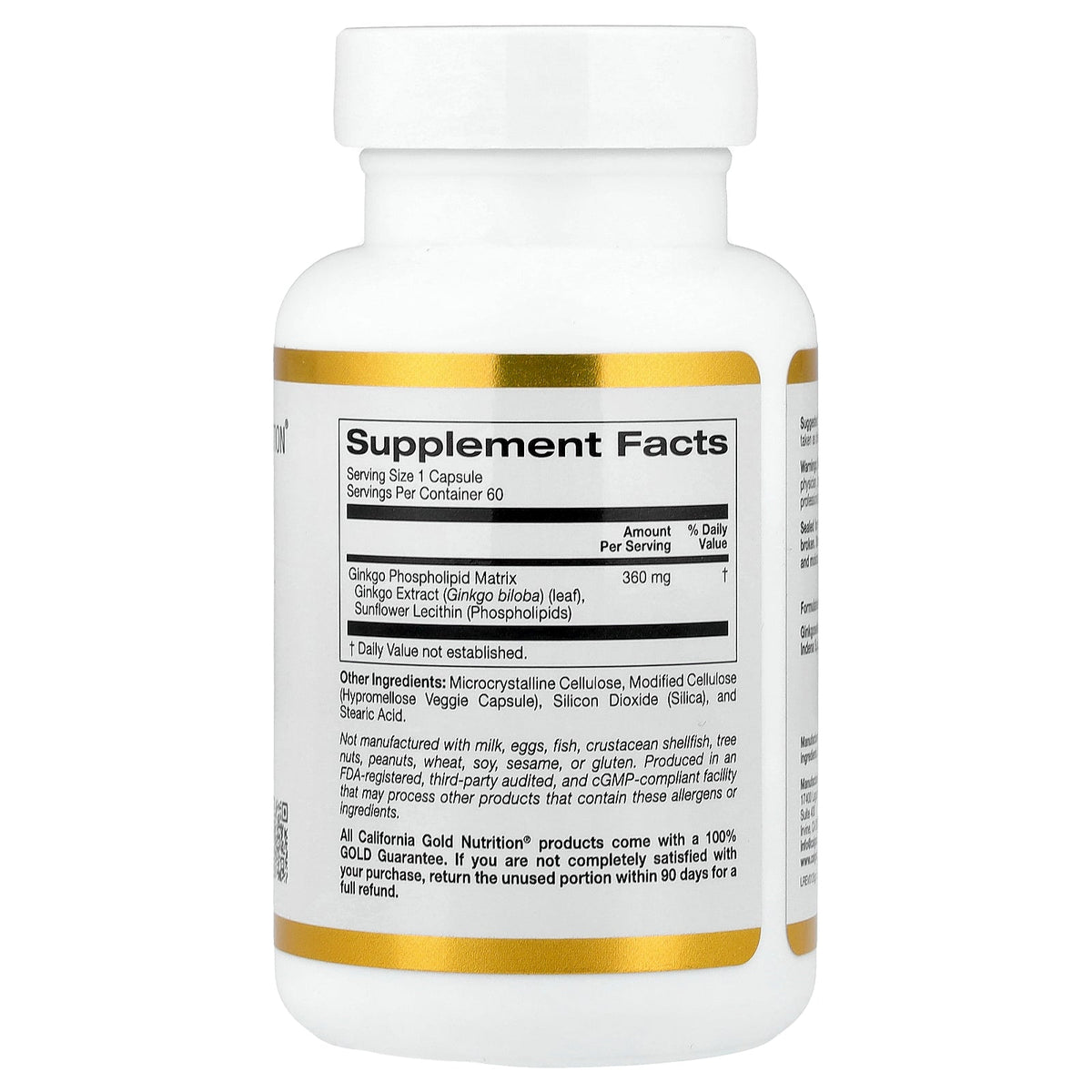 California Gold Nutrition, Ginkgo Phytosome, 360 mg, 60 Veggie Capsules