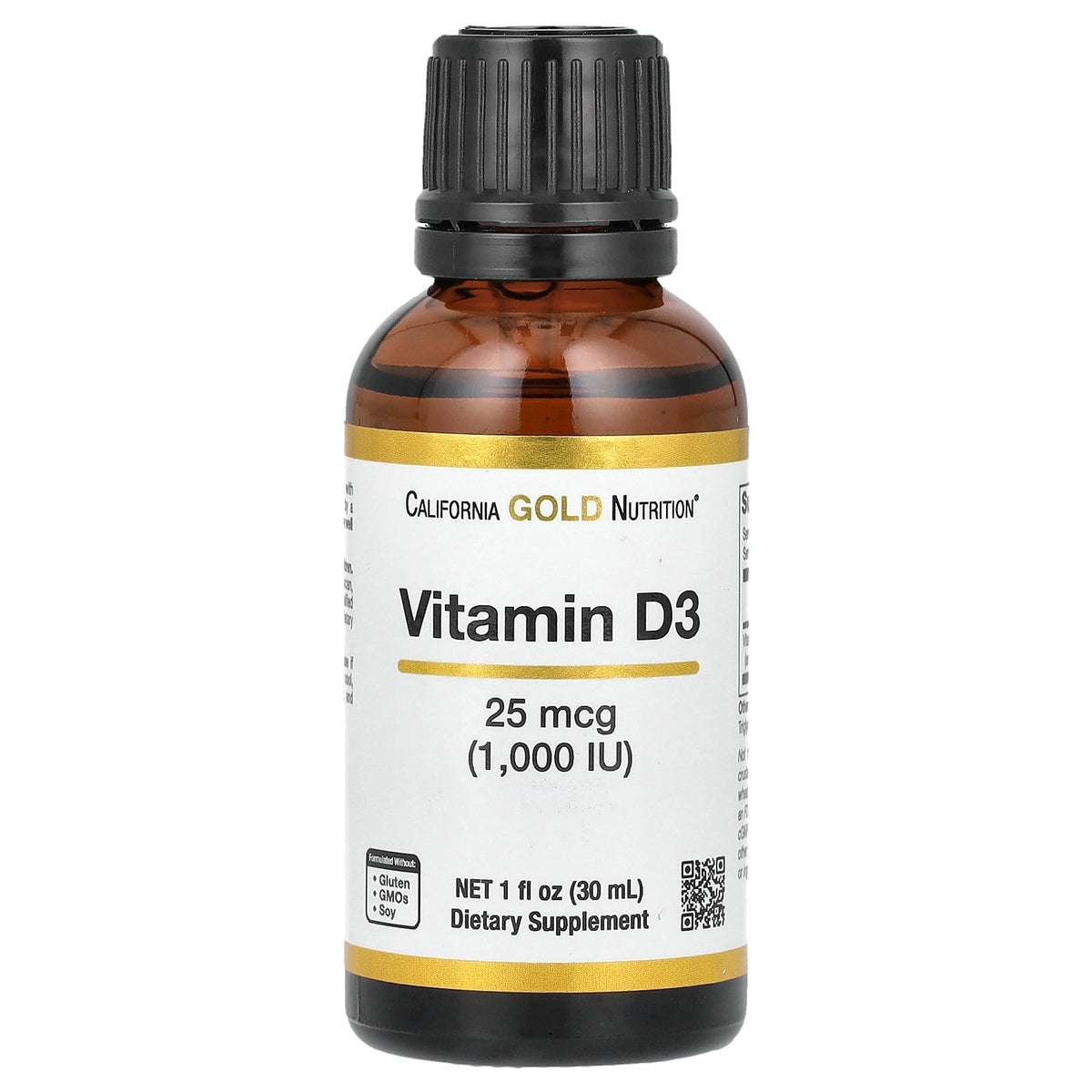 California Gold Nutrition, Vitamin D3, 25 mcg (1,000 IU), 1 fl oz (30 ml)