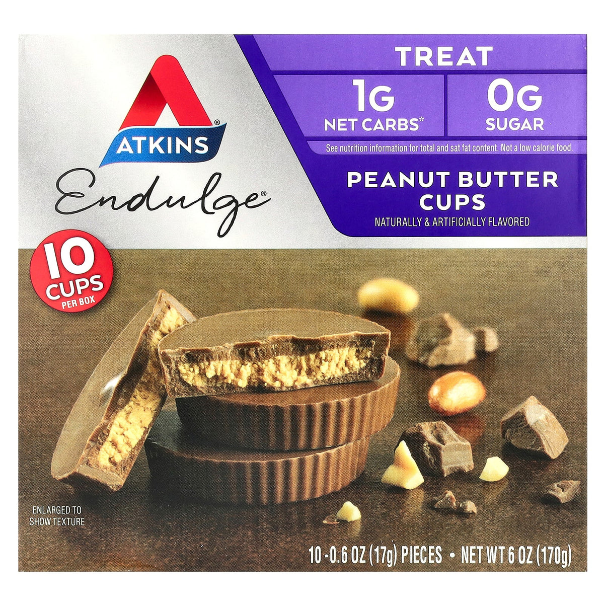 Atkins, Endulge™,Treat, Peanut Butter Cups, 10 Cups, 0.6 oz (17 g) Each