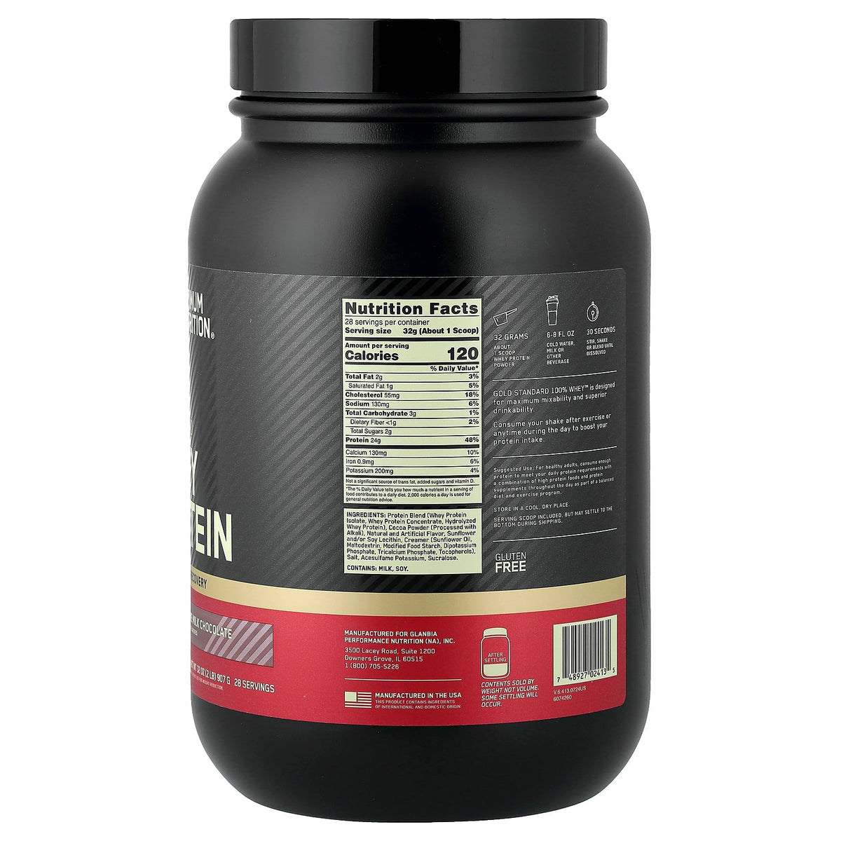 Optimum Nutrition, Gold Standard® 100% Whey Protein, Extreme Milk Chocolate, 2 lb (907 g)