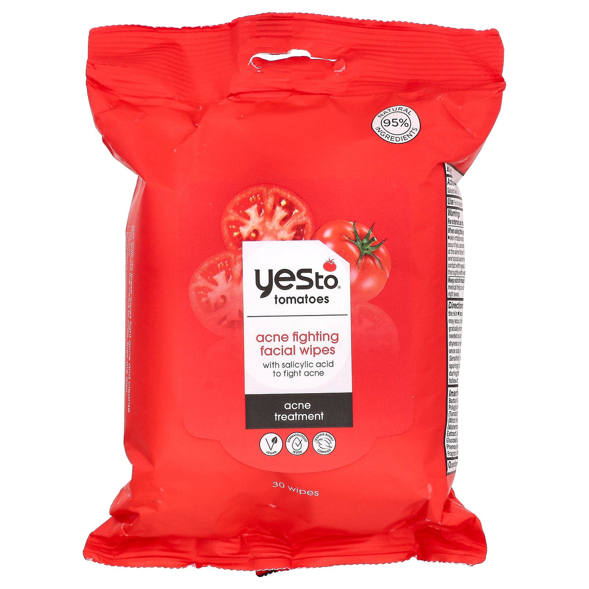 Yes To, Acne Fighting Facial Wipes, Tomatoes, 30 Wipes