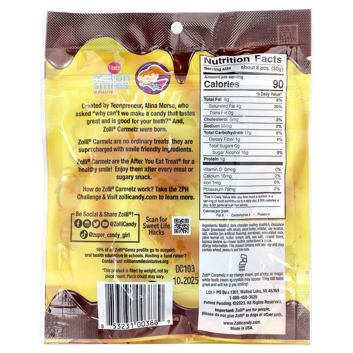 Zollipops, Caramelz, Dark Chocolate, 3 oz (85 g)