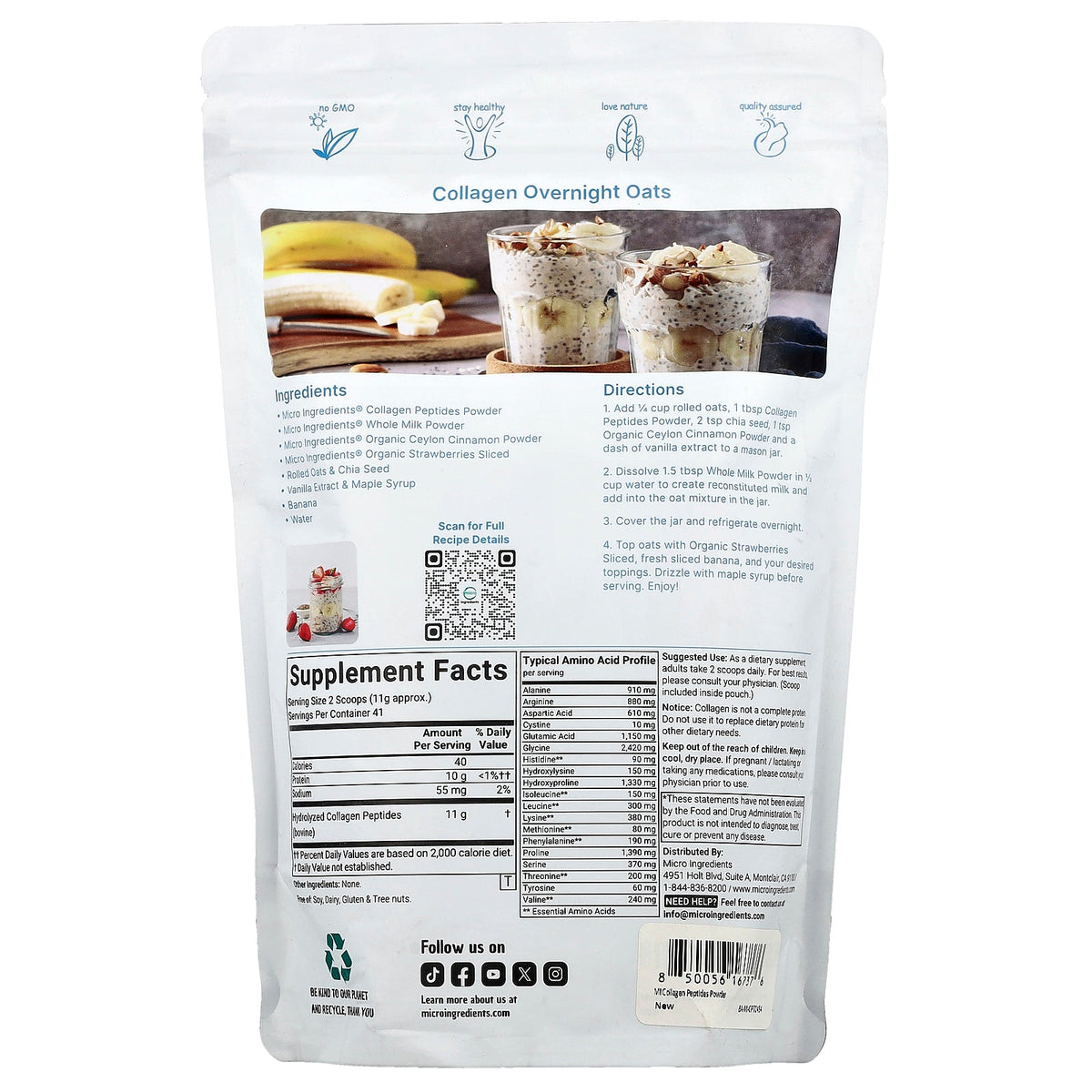 Micro Ingredients, Collagen Peptides, Unflavored, 1 lb (454 g)