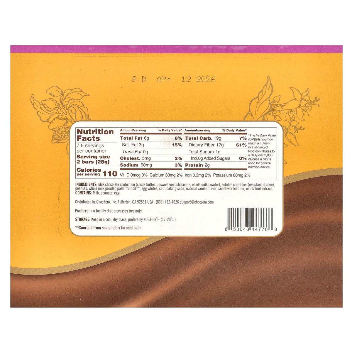ChocZero, Rhea Candy Bar, Milk, Caramel, Nougat & Peanuts, 15 Mini Bars, 0.5 oz (14 g) Each