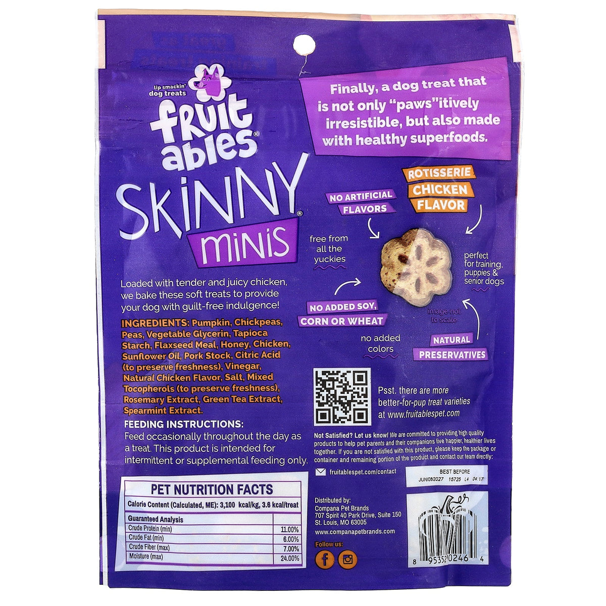 Fruitables, Skinny Minis®, Dog Treats, Rotisserie Chicken, 5 oz (141 g)