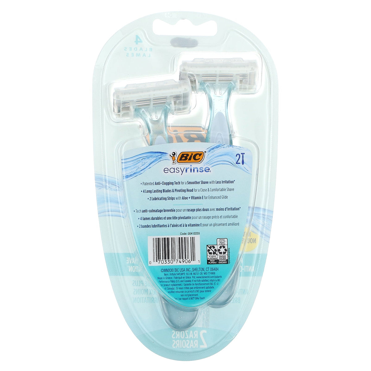 BIC, EasyRinse, Women's Disposable Razors, 2 Razors