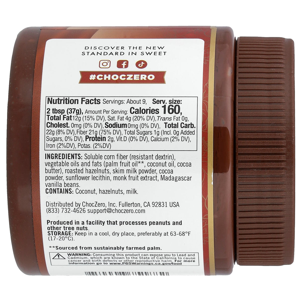 ChocZero, Milk Cocoa Hazelnut Spread, 12 oz (340 g)