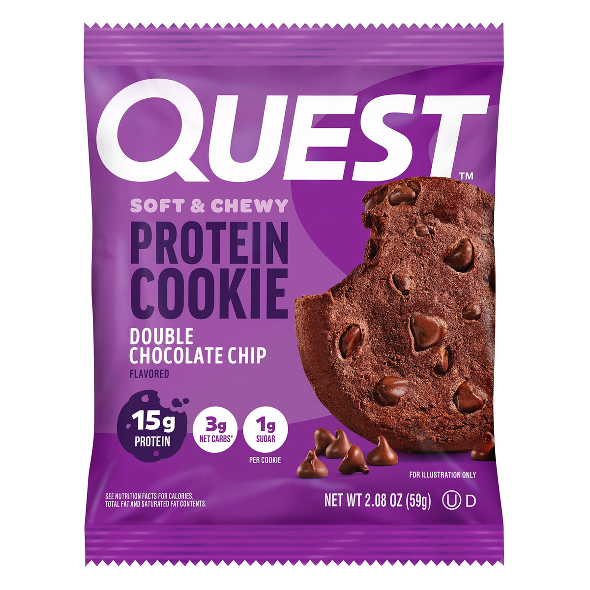 Quest Nutrition, Protein Cookie, Double Chocolate Chip, 4 Cookies, 2.08 oz (59 g) Each