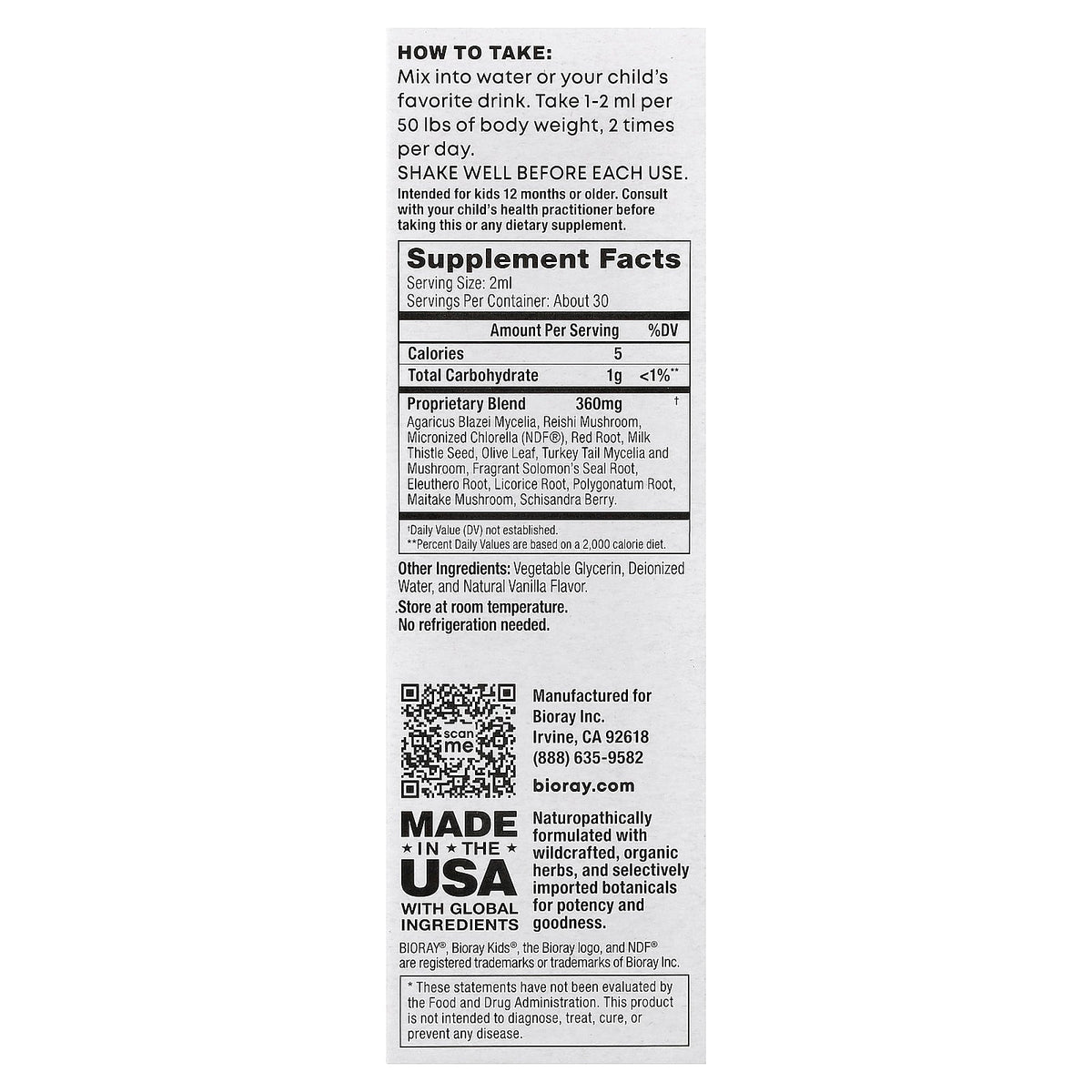 Bioray, Kids, NDF® Calm, Vanilla, 2 fl oz (60 ml)