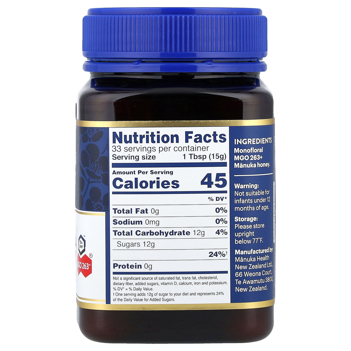 Manuka Health, Raw Manuka Honey, UMF 10+, MGO 263+, 17.6 oz (500 g)