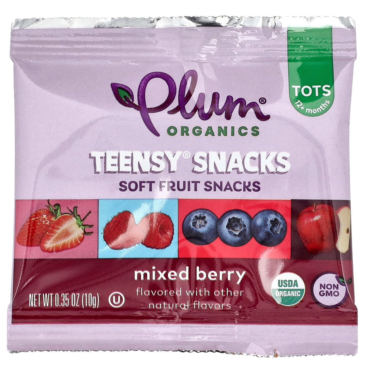 Plum Organics, Teensy® Snacks, Soft Fruit Snacks, 12+ Months, Mixed Berry, 5 Packs, 0.35 oz (10 g) Each