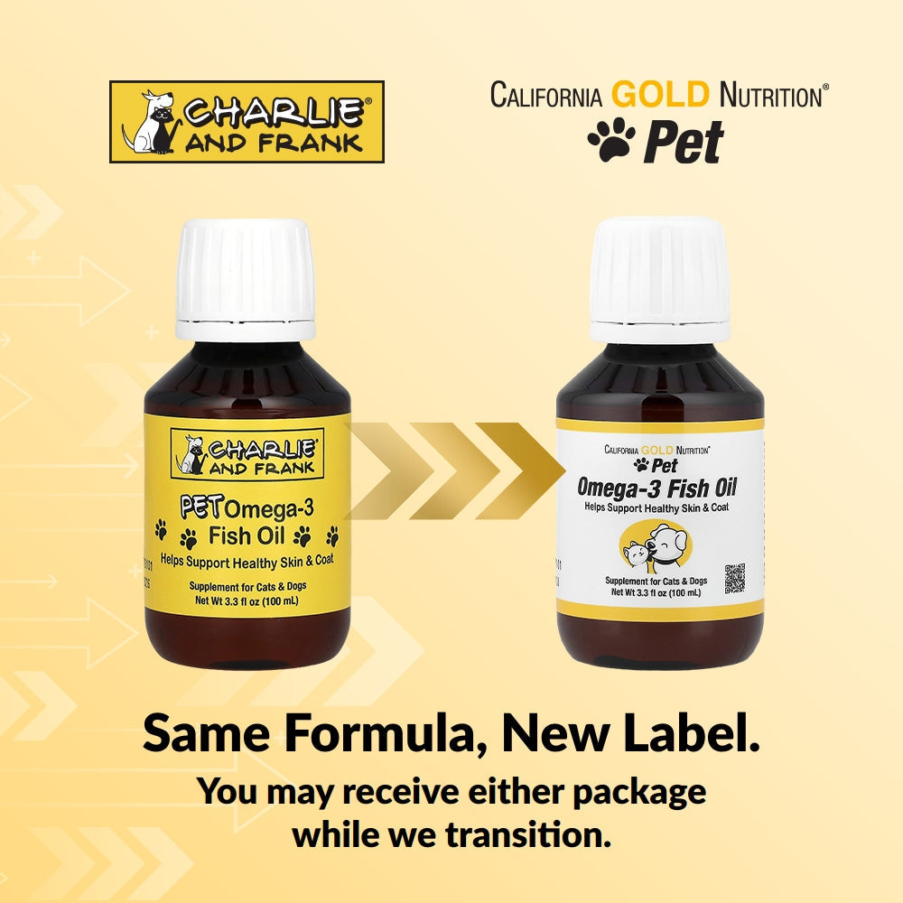 California Gold Nutrition, Pet, Omega-3 Fish Oil, For Cats & Dogs, 3.3 fl oz (100 ml)