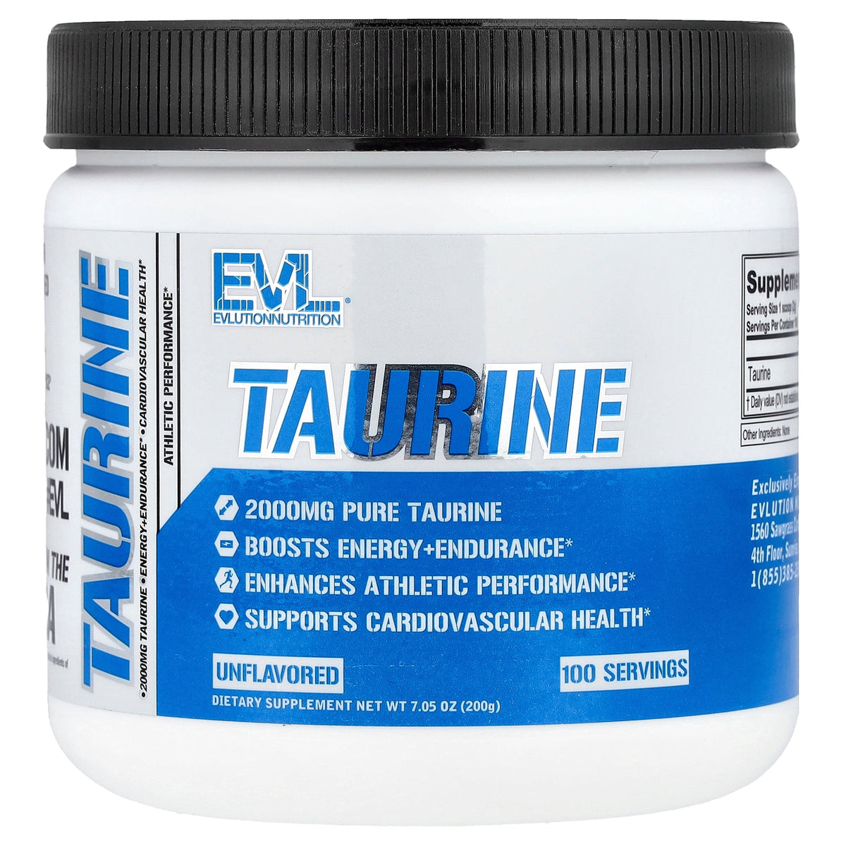 EVLution Nutrition, Taurine, Unflavored, 7.05 oz (200 g)