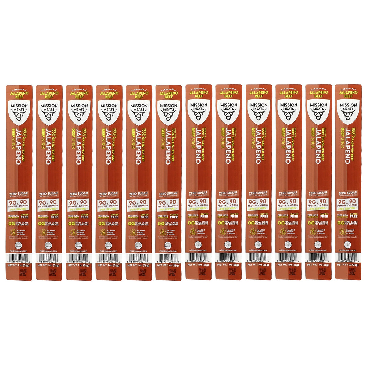 Mission Meats, Jalapeno Beef Stick, 12 Sticks, 1 oz (28 g) Each
