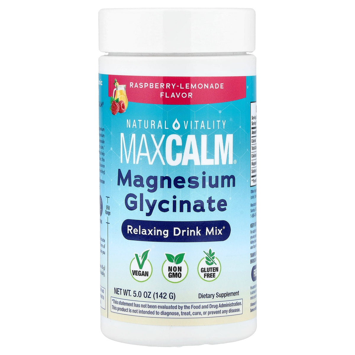 Natural Vitality, MaxCalm®, Relaxing Drink Mix, Raspberry Lemonade, 5 oz (142 g)