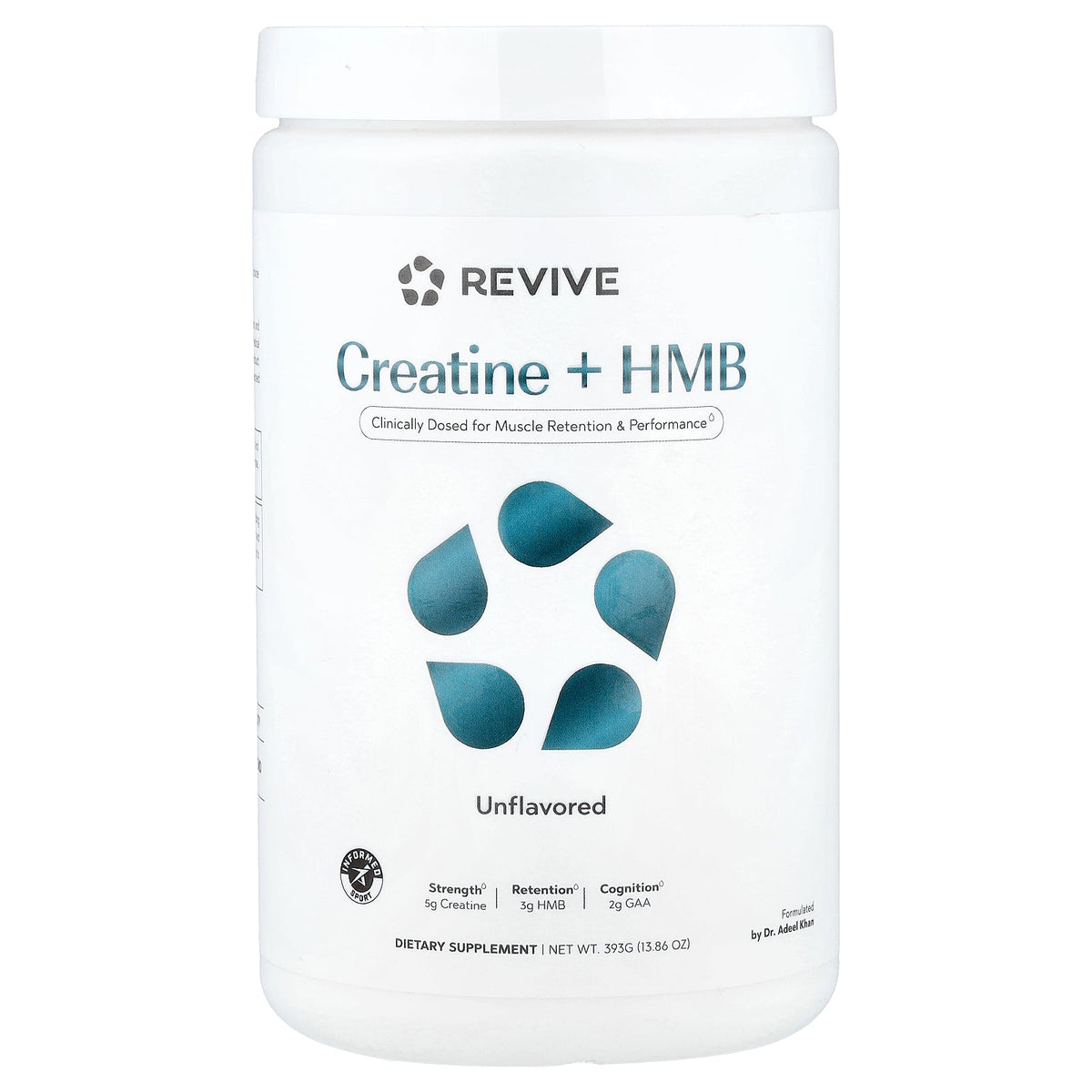 Revive, Creatine + HMB, Unflavored, 13.86 oz (393 g)