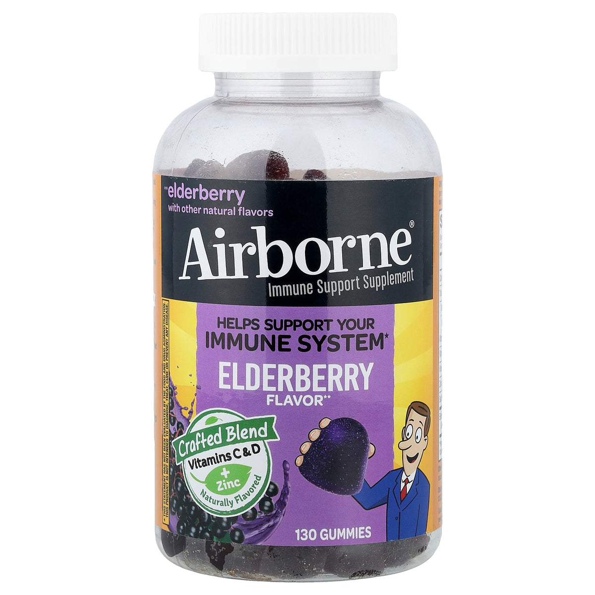 AirBorne, Immune Support Supplement, Elderberry, 130 Gummies