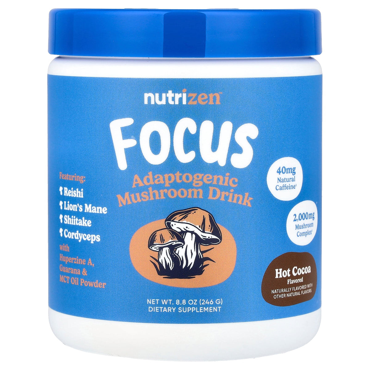 Nutricost, NutriZen™, Focus, Adaptogenic Mushroom Drink, Hot Cocoa, 8.8 oz (246 g)