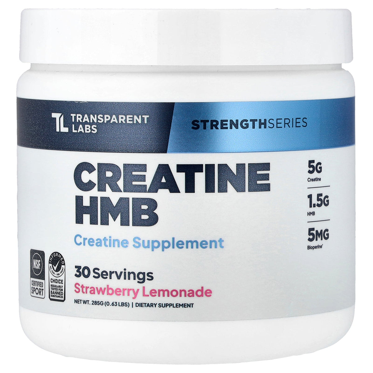 Transparent Labs, Strength Series, Creatine HMB, Strawberry Lemonade, 0.63 lb (285 g)