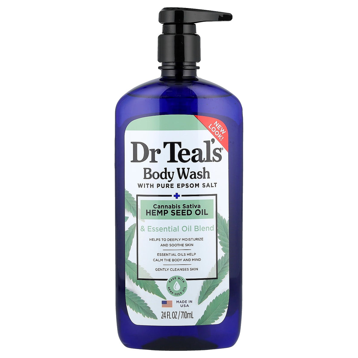 Dr. Teal's, Body Wash With Pure Epsom Salt, Cannabis Sativa Hemp Seed Oil, 24 fl oz (710 ml)
