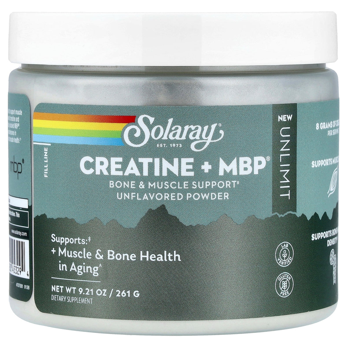 Solaray, Unlimit, Creatine + MBP® Powder, Unflavored, 9.21 oz (261 g)