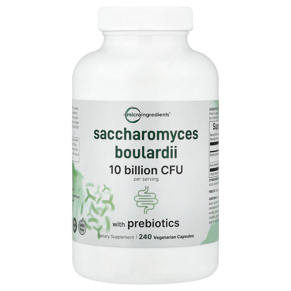 Micro Ingredients, Saccharomyces Boulardii with Prebiotics, 240 Vegetarian Capsules